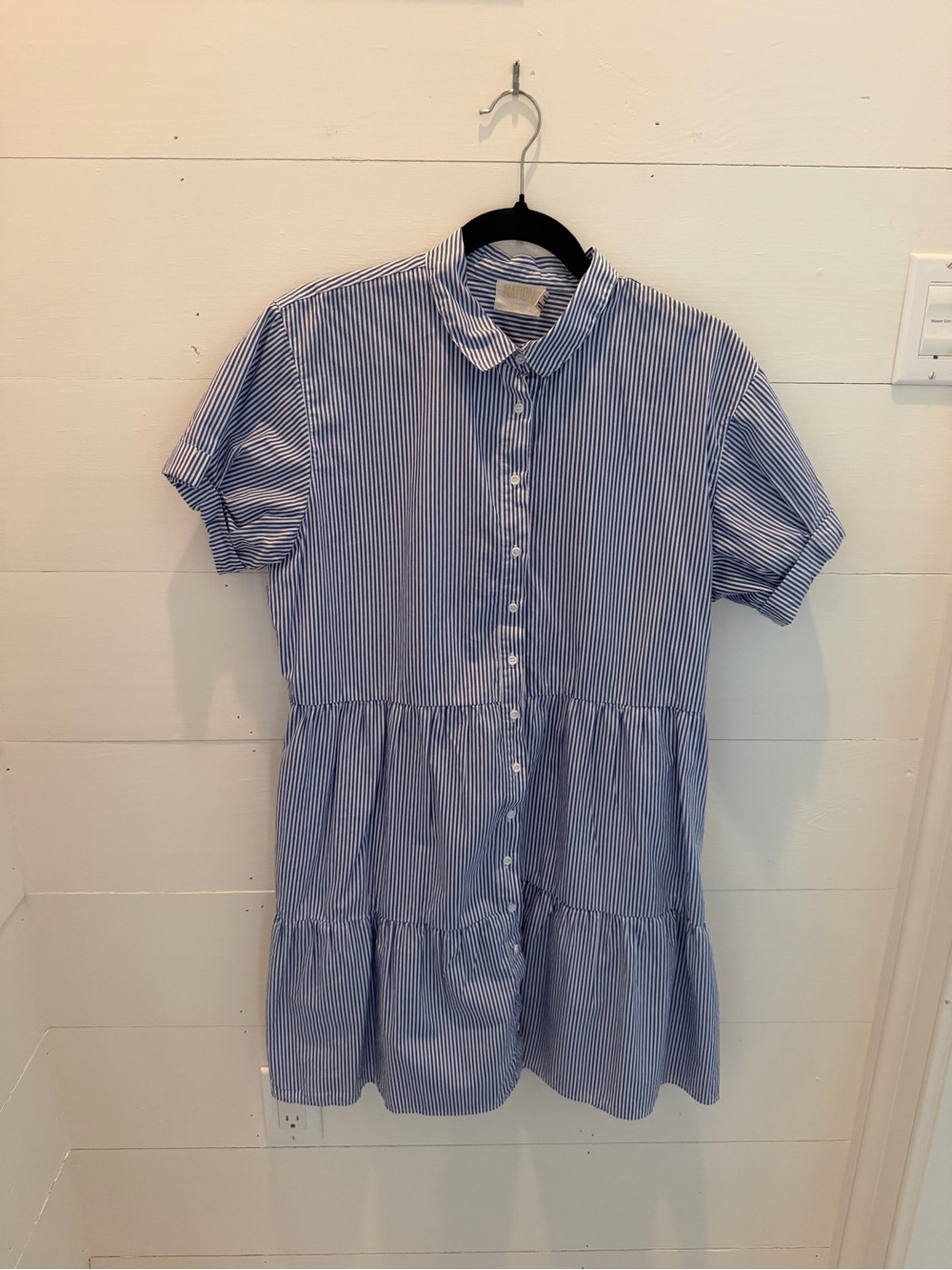 Nation LTD - Hallie Tiered Shirtdress in Banker Stripe